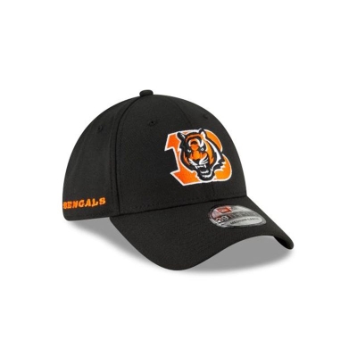 Black Cincinnati Bengals Hat - New Era NFL Logo Mix 39THIRTY Stretch Fit Caps USA8035697